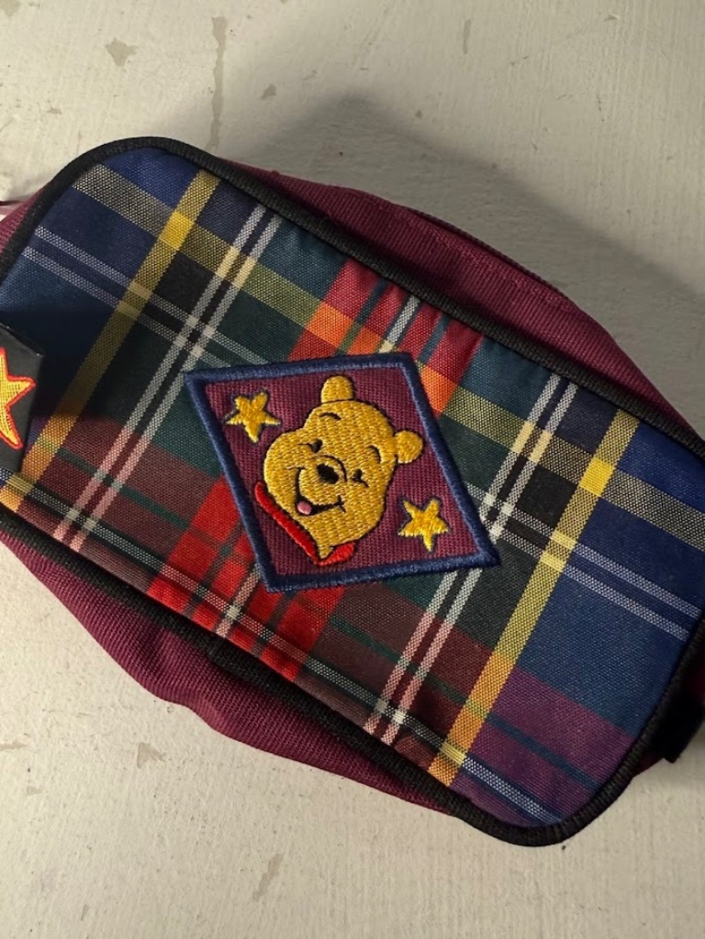 Vintage Disney Winnie the Pooh Tartan Plaid Pouch 90s 1990s